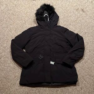 North Face belted jacket faux fur hood
